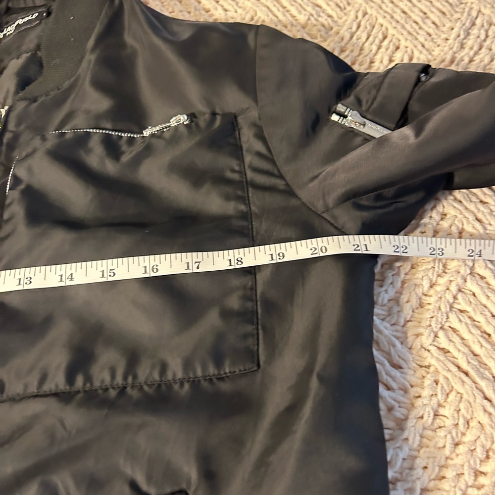 Karl Lagerfeld Paris Men's Exposed Pocket Black Bomber Jacket - Picture 12 of 14